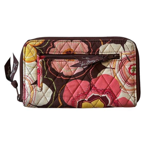 Vera Bradley Zip Around Wallet Buttercup Quilted Cotton Boho Retro Mod Colorful - Picture 1 of 5